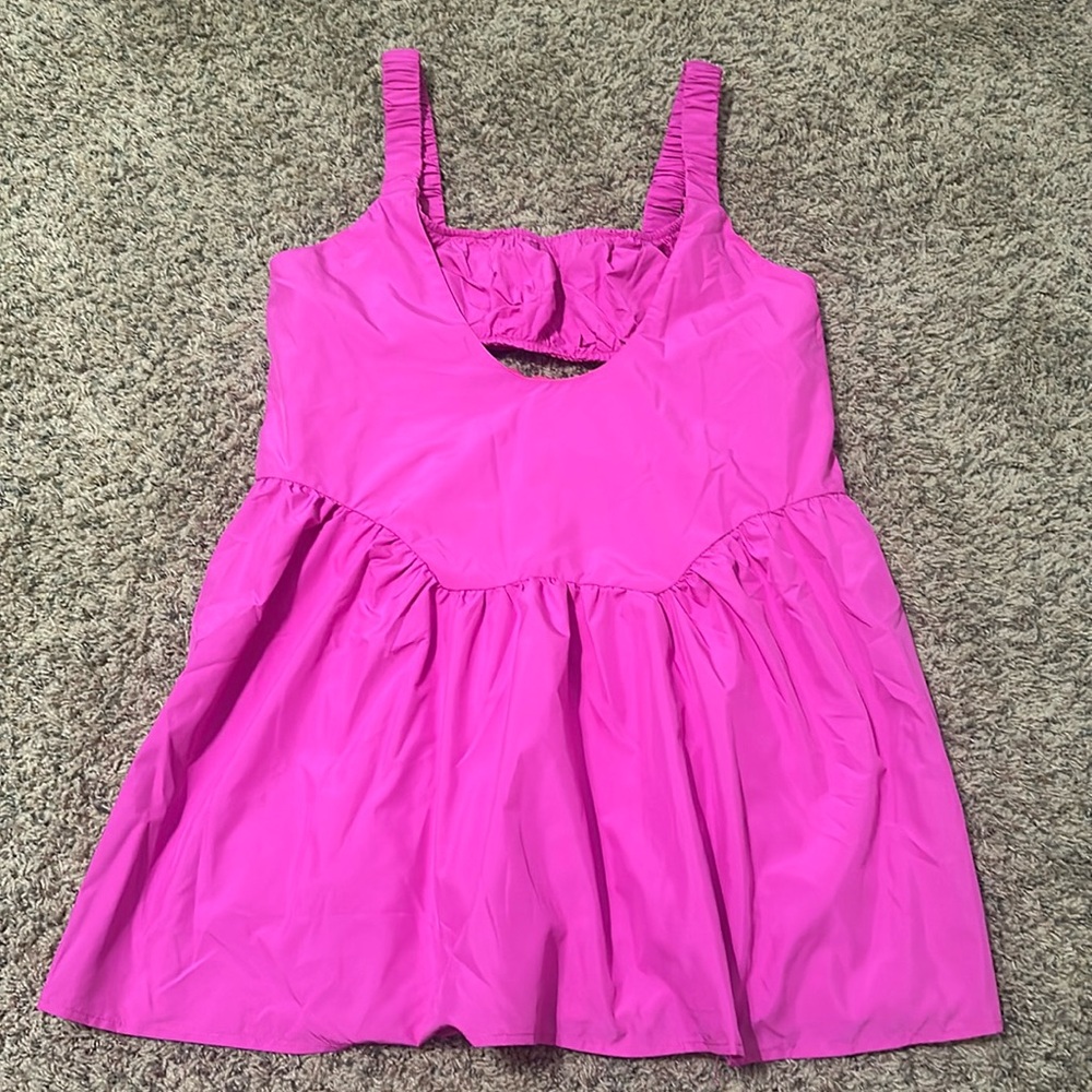 triple threads pink romper dress
